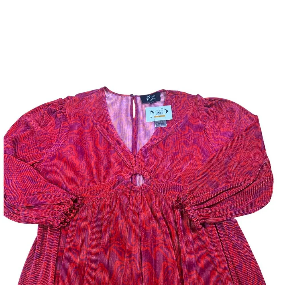 NWT Nina Parker Prism Maxi Dress  Keyhole Pleated Orange Pink 3X - Picture 6 of 9